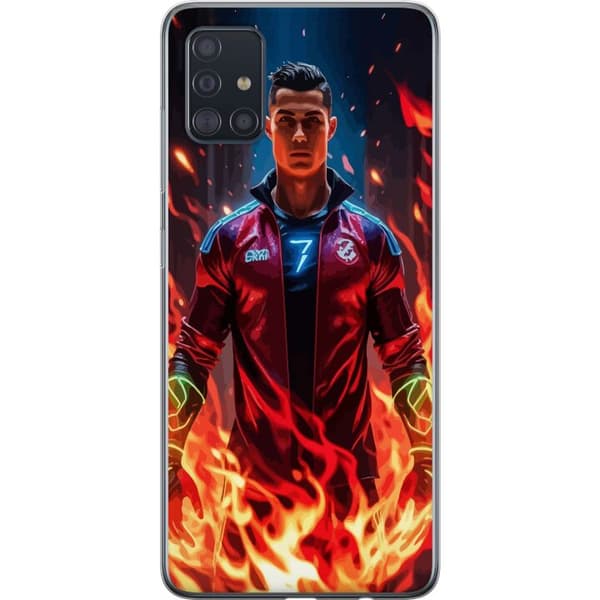 Samsung Galaxy A51 Genomskinligt Skal Ronaldo Inferno – fotbollshjälte i eldflammor