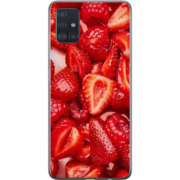 Samsung Galaxy A51 Gennemsigtig cover Jordbærmønster - sødt motiv med sommerstemning