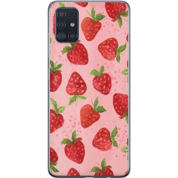 Samsung Galaxy A51 Gennemsigtig cover Jordbærdrømme - Retro-stil jordbærmønster