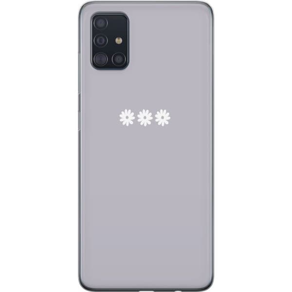 Samsung Galaxy A51 Genomskinligt Skal Lila Blomminimalism – stilrent blommotiv på lila bakgrund