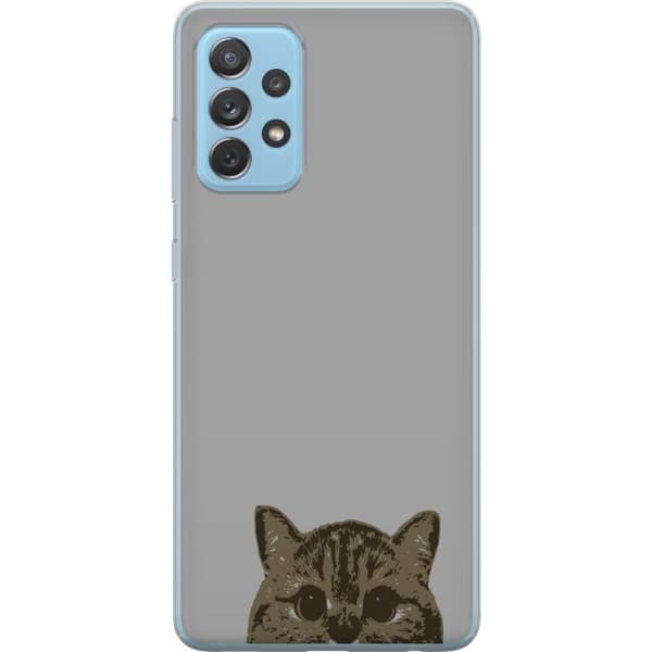 Samsung Galaxy A52 5G Gennemsigtig cover Grå Katteblik - stilfuld kat design med grå baggrund