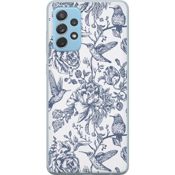 Samsung Galaxy A52 5G Genomskinligt Skal Blomster & Fåglar – romantiskt mönster i vintage-stil