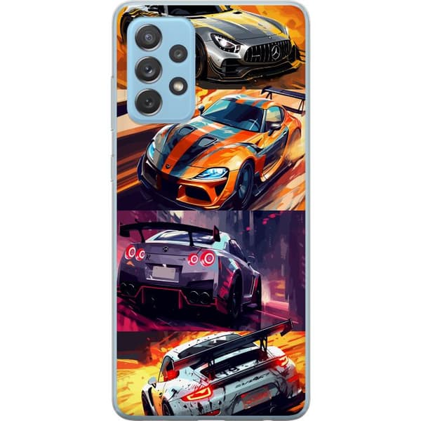 Samsung Galaxy A52 5G Gjennomsiktig deksel Rallyfeber - intensivt motiv med rallybiler