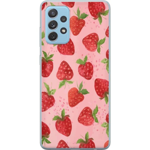 Samsung Galaxy A52 5G Gennemsigtig cover Jordbærdrømme - Retro-stil jordbærmønster