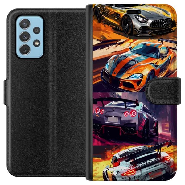 Samsung Galaxy A52 5G Tegnebogsetui Rallyfeber - fartfyldt motiv med rallybiler