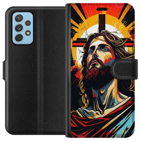 Samsung Galaxy A52 5G Lommeboketui Jesus & Kort - religiøst motiv med dyp symbolikk