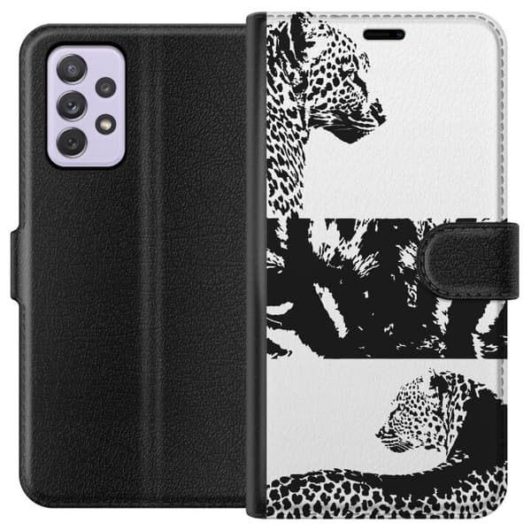 Samsung Galaxy A52s 5G Plånboksfodral Leopard Faces – trendigt mönster med leopardansikten