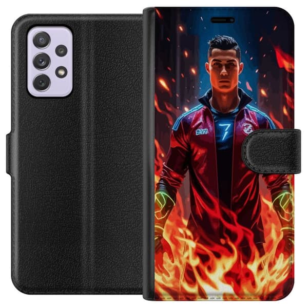 Samsung Galaxy A52s 5G Lompakkokotelo Ronaldo Inferno - jalkapallolegenda liekeissä
