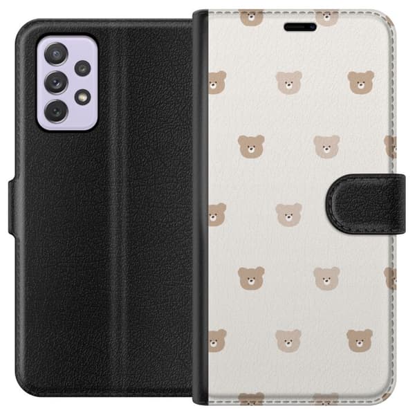 Samsung Galaxy A52s 5G Plånboksfodral Teddy Background – gulliga nallar mot mjuk bakgrund