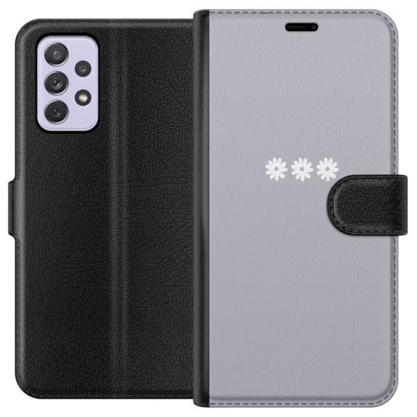 Samsung Galaxy A52s 5G Lompakkokotelo Lila Blomminimalismi - tyylikäs kukkakuva lila taustalla