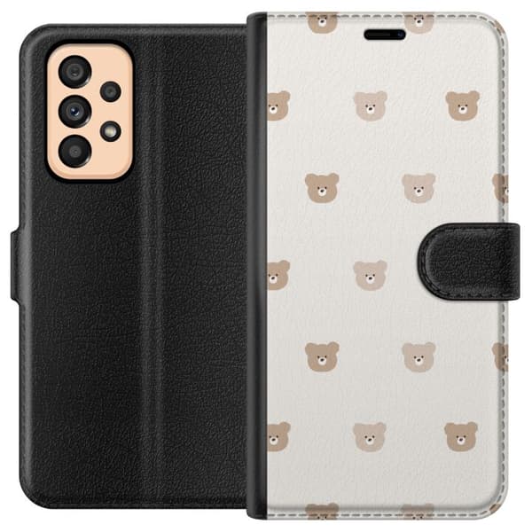 Samsung Galaxy A53 5G Plånboksfodral Teddy Background – gulliga nallar mot mjuk bakgrund
