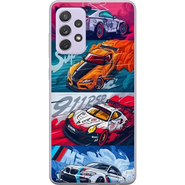 Samsung Galaxy A52s 5G Läpinäkyvä kuori Nopeat Autot - Piirretty Kuvio Toiminnalla