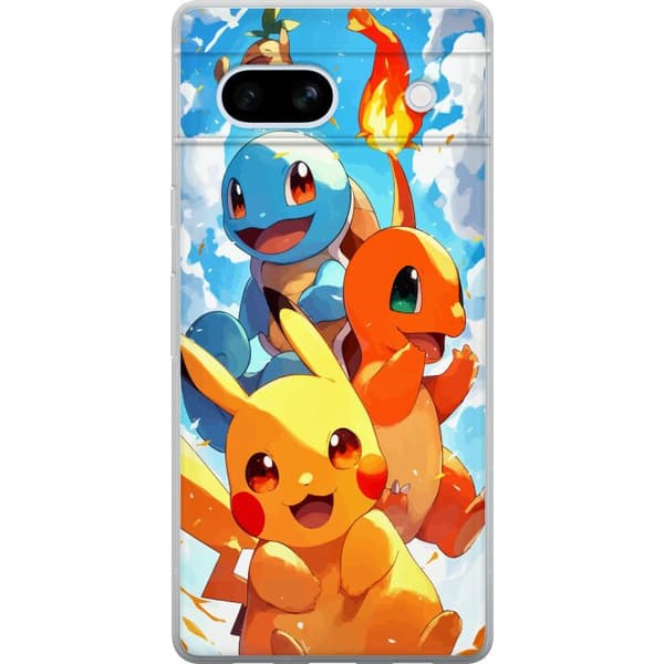 Google Pixel 7a Gjennomsiktig deksel Pocket Creatures - inspirert av Pokémon uten å nevne navnet