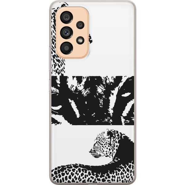 Samsung Galaxy A53 5G Genomskinligt Skal Leopard Faces – trendigt mönster med leopardansikten