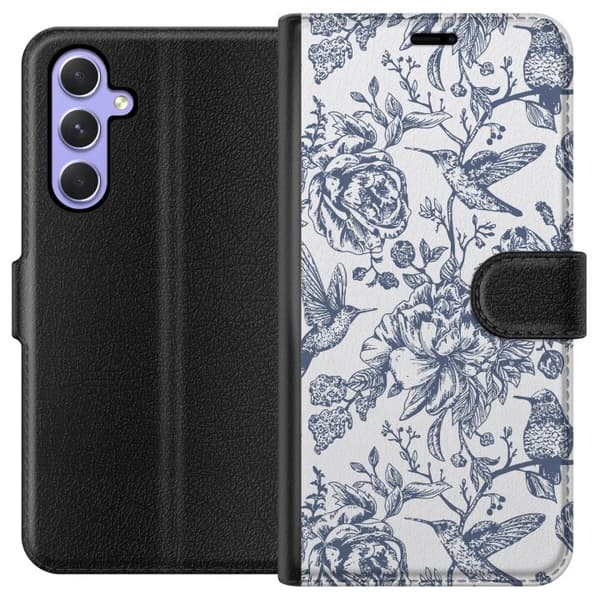 Samsung Galaxy A54 Plånboksfodral Blomster & Fåglar – romantiskt mönster i vintage-stil