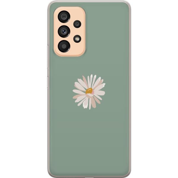 Samsung Galaxy A53 5G Läpinäkyvä kuori Vihreä Minimalikukka - tyylikäs kukka vihreällä taustalla