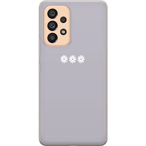 Samsung Galaxy A53 5G Genomskinligt Skal Lila Blomminimalism – stilrent blommotiv på lila bakgrund