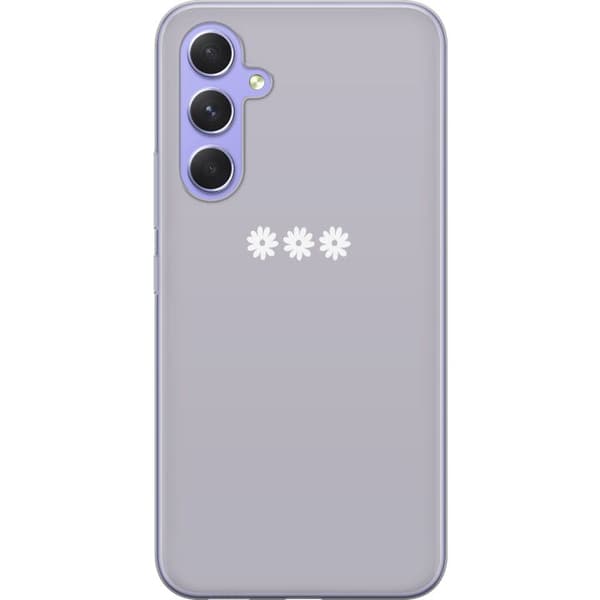 Samsung Galaxy A54 Gennemsigtig cover Lilla Blomminimalisme - stilfuldt blomstermotiv på lilla baggrund