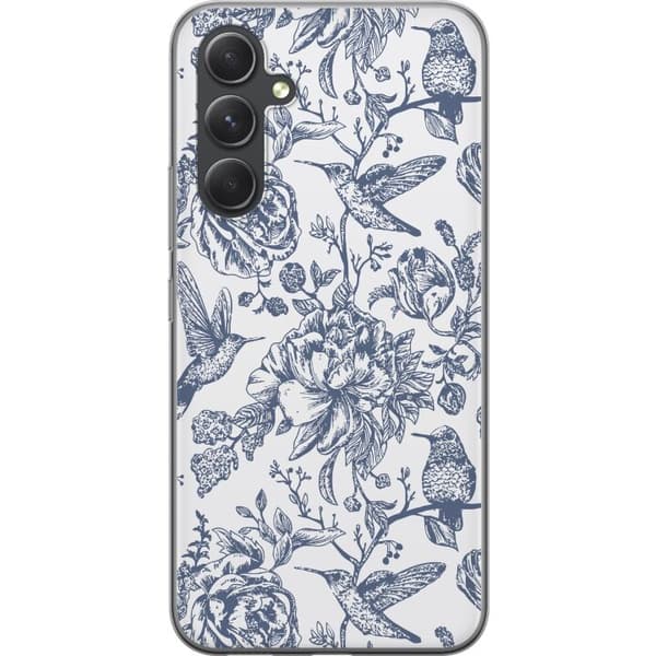 Samsung Galaxy A55 Läpinäkyvä kuori Kukat & Linnut - Romanttinen Vintage-tyylinen Kuviointi