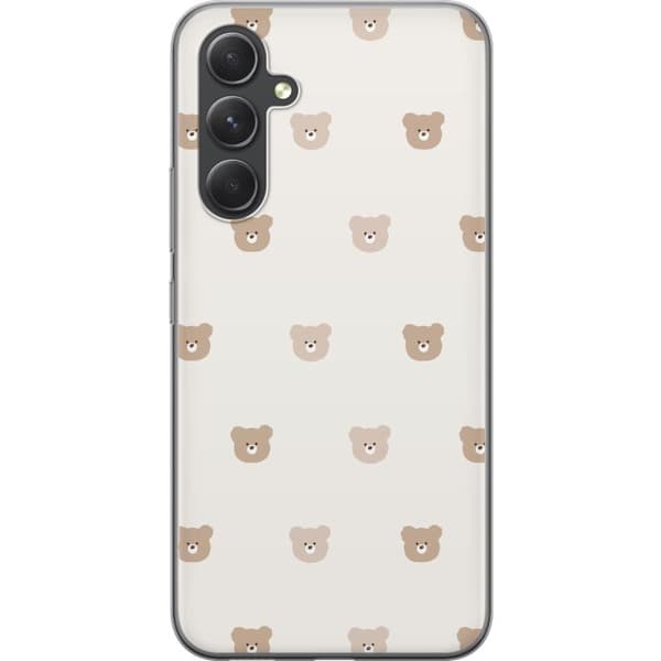Samsung Galaxy A55 Gjennomsiktig deksel Teddybakgrunn - søte teddybjørner mot en myk bakgrunn