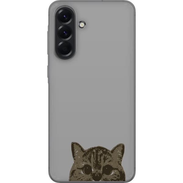 Samsung Galaxy A56 Gjennomsiktig deksel Grå Kattblikk - stilren katte design med grå bakgrunn