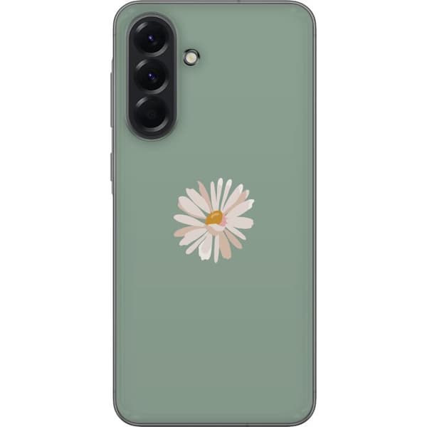 Samsung Galaxy A56 Gjennomsiktig deksel Grønn Minimalblomst - stilren blomst på grønn bakgrunn
