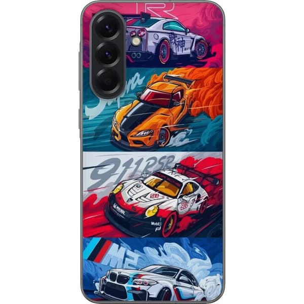 Samsung Galaxy A56 Gennemsigtig cover Hurtige Biler - Tegnet Mønster med Action