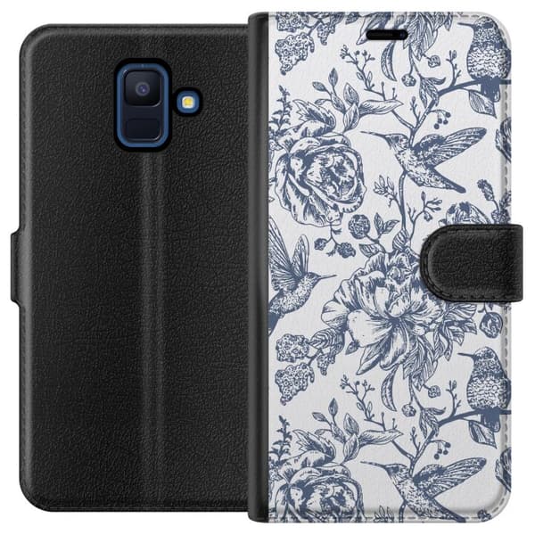 Samsung Galaxy A6 (2018) Lompakkokotelo Kukat & Linnut - Romanttinen Vintage-tyylinen Kuviointi