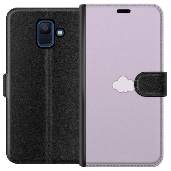 Samsung Galaxy A6 (2018) Lompakkokotelo Lila Pilvi - minimalistinen pilvi lila taustalla