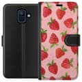 Pikkukuva 1 / 3: Samsung Galaxy A6 (2018) Lompakkokotelo Mansikkahaaveet - Retrot tyyli mansikkakuviointi