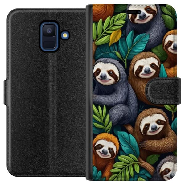 Samsung Galaxy A6 (2018) Lompakkokotelo Sengångarstil - rentoutunut muotoilu söpöllä laiskiaalla