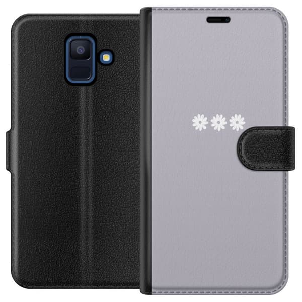 Samsung Galaxy A6 (2018) Lompakkokotelo Lila Blomminimalismi - tyylikäs kukkakuva lila taustalla