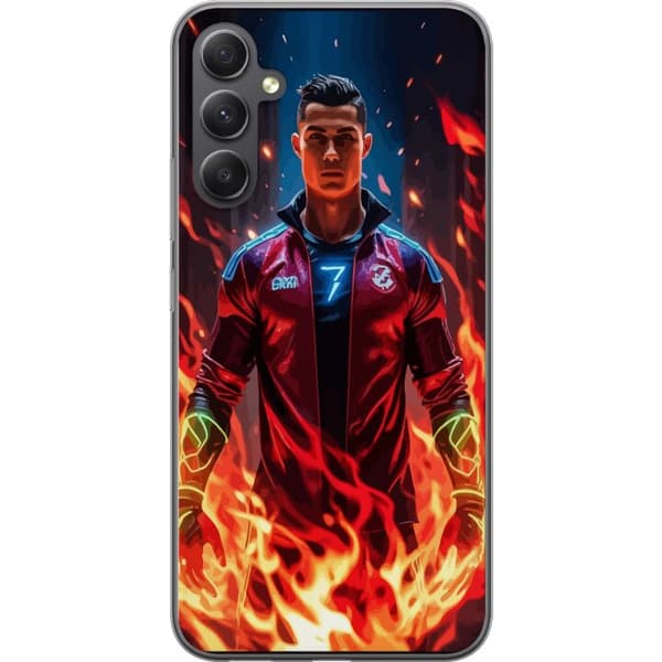 Samsung Galaxy A35 Läpinäkyvä kuori Ronaldo Inferno - jalkapallolegenda liekeissä