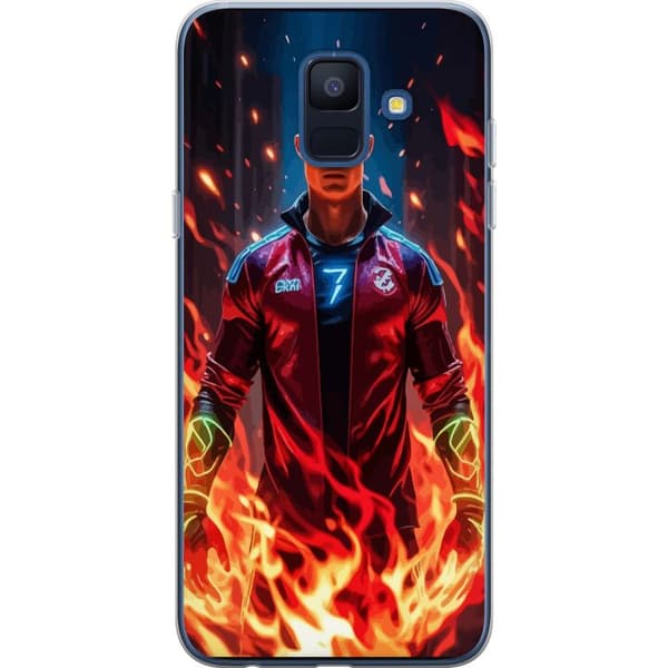 Samsung Galaxy A6 (2018) Läpinäkyvä kuori Ronaldo Inferno - jalkapallolegenda liekeissä