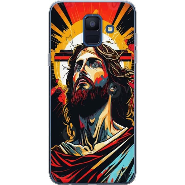 Samsung Galaxy A6 (2018) Genomskinligt Skal Jesus & Kort – religiöst motiv med djup symbolik