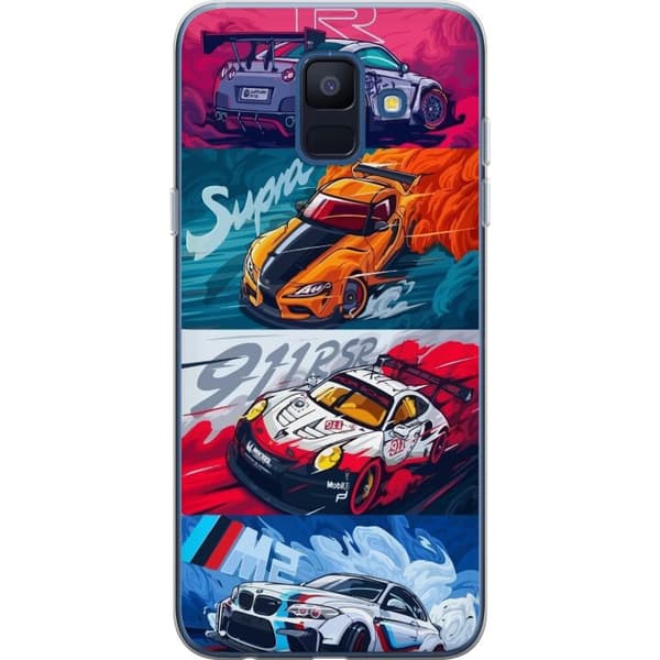 Samsung Galaxy A6 (2018) Läpinäkyvä kuori Nopeat Autot - Piirretty Kuvio Toiminnalla