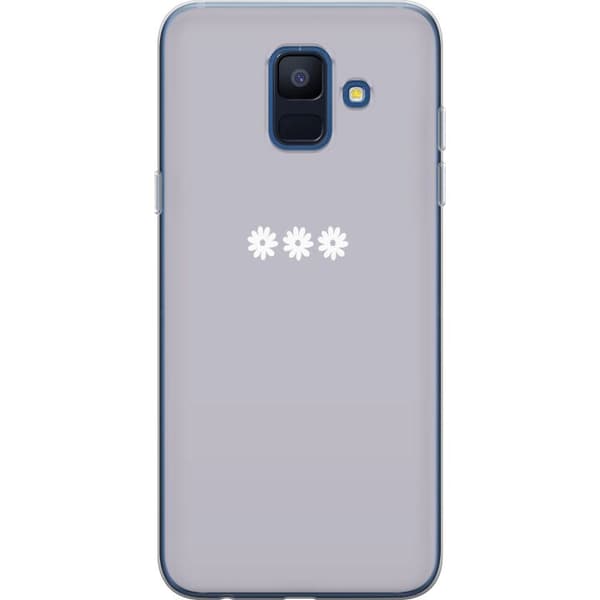 Samsung Galaxy A6 (2018) Genomskinligt Skal Lila Blomminimalism – stilrent blommotiv på lila bakgrund