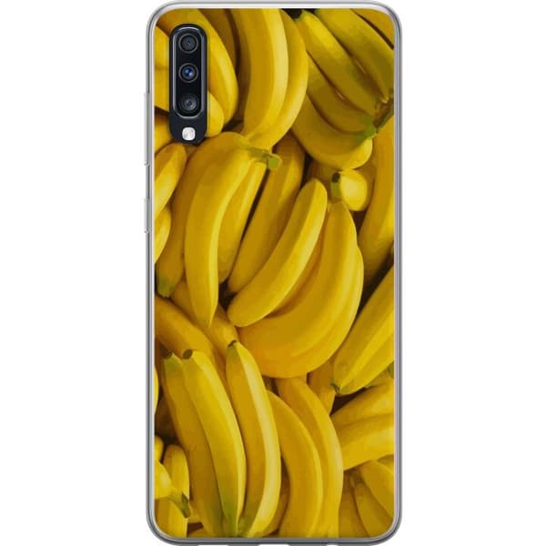 Samsung Galaxy A70 Genomskinligt Skal Banana Pattern – lekfullt mönster med gula bananer