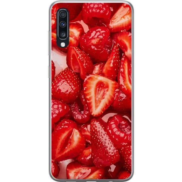 Samsung Galaxy A70 Läpinäkyvä kuori Mansikkakuviointi - makea motiivi kesäfiiliksellä