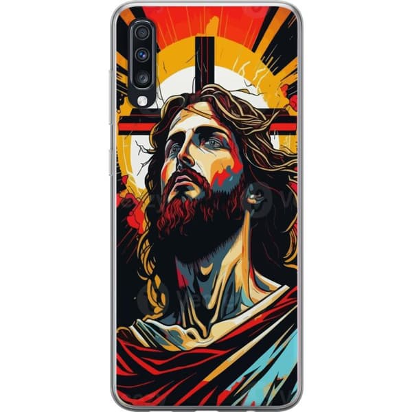 Samsung Galaxy A70 Genomskinligt Skal Jesus & Kort – religiöst motiv med djup symbolik