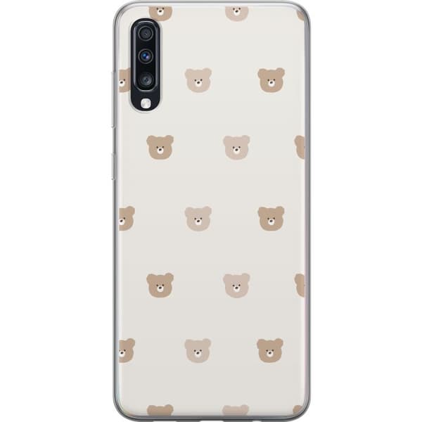 Samsung Galaxy A70 Läpinäkyvä kuori Teddy-tausta - söpöt teddykarhut pehmeällä taustalla