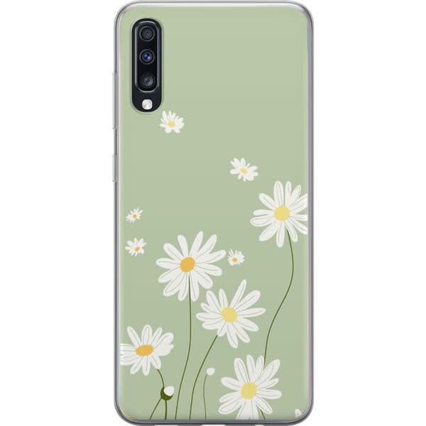 Samsung Galaxy A70 Genomskinligt Skal Prästkragar – blommigt mönster i svensk sommarstil