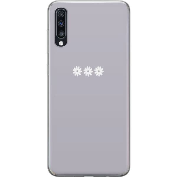 Samsung Galaxy A70 Gjennomsiktig deksel Lilla Blomminimalisme - stilig blomstermotiv på lilla bakgrunn