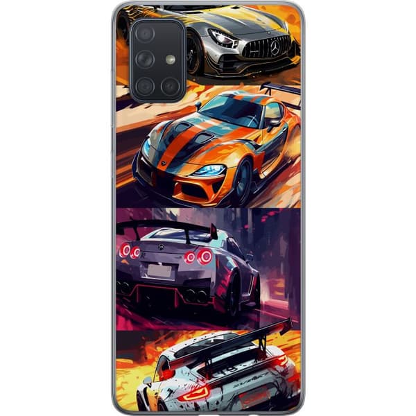 Samsung Galaxy A71 Gjennomsiktig deksel Rallyfeber - intensivt motiv med rallybiler