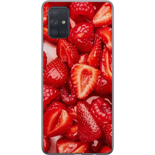 Samsung Galaxy A71 Gjennomsiktig deksel Jordbærmønster - søtt motiv med sommerfølelse