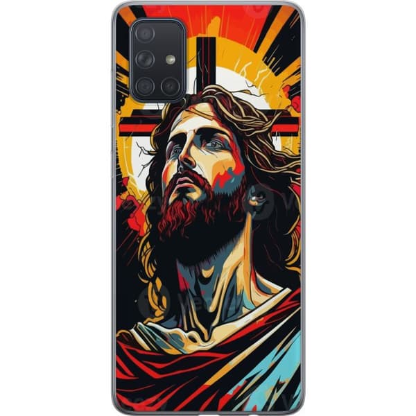 Samsung Galaxy A71 Gjennomsiktig deksel Jesus & Kort - religiøst motiv med dyp symbolikk