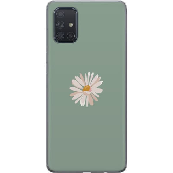 Samsung Galaxy A71 Gjennomsiktig deksel Grønn Minimalblomst - stilren blomst på grønn bakgrunn