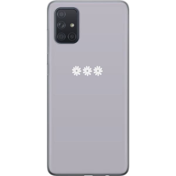 Samsung Galaxy A71 Gjennomsiktig deksel Lilla Blomminimalisme - stilig blomstermotiv på lilla bakgrunn