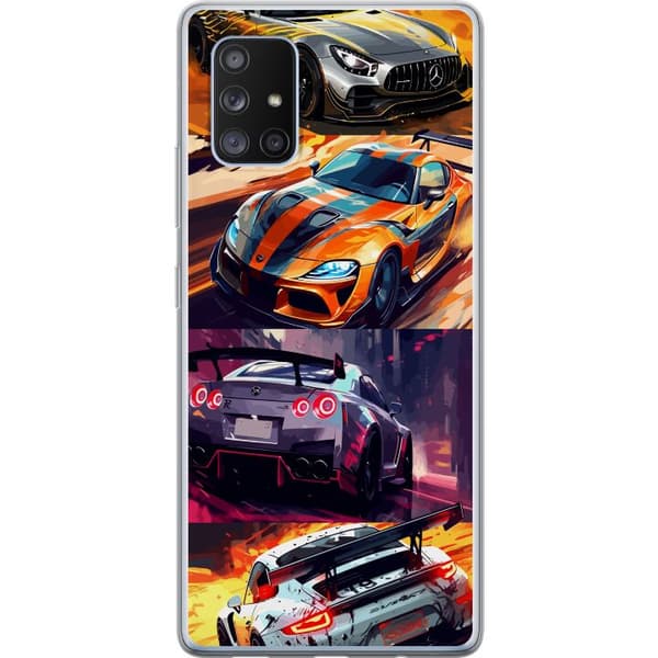 Samsung Galaxy A71 5G Gjennomsiktig deksel Rallyfeber - intensivt motiv med rallybiler