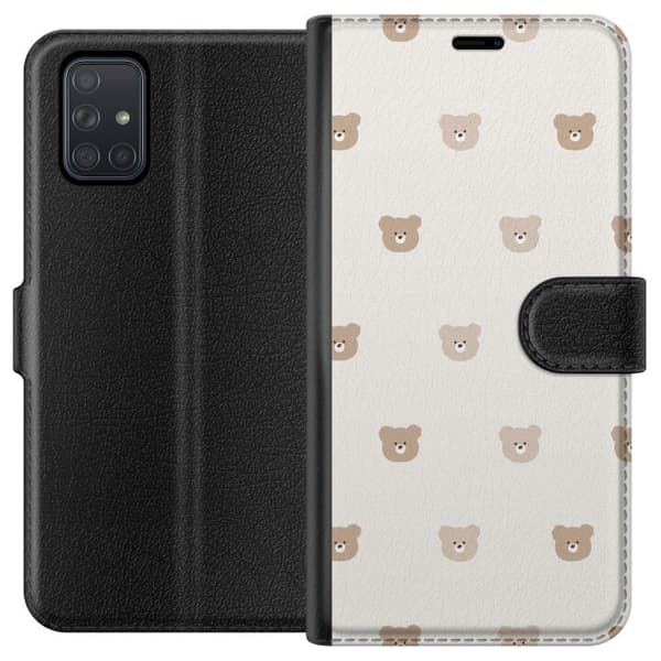 Samsung Galaxy A71 Lommeboketui Teddybakgrunn - søte teddybjørner mot en myk bakgrunn